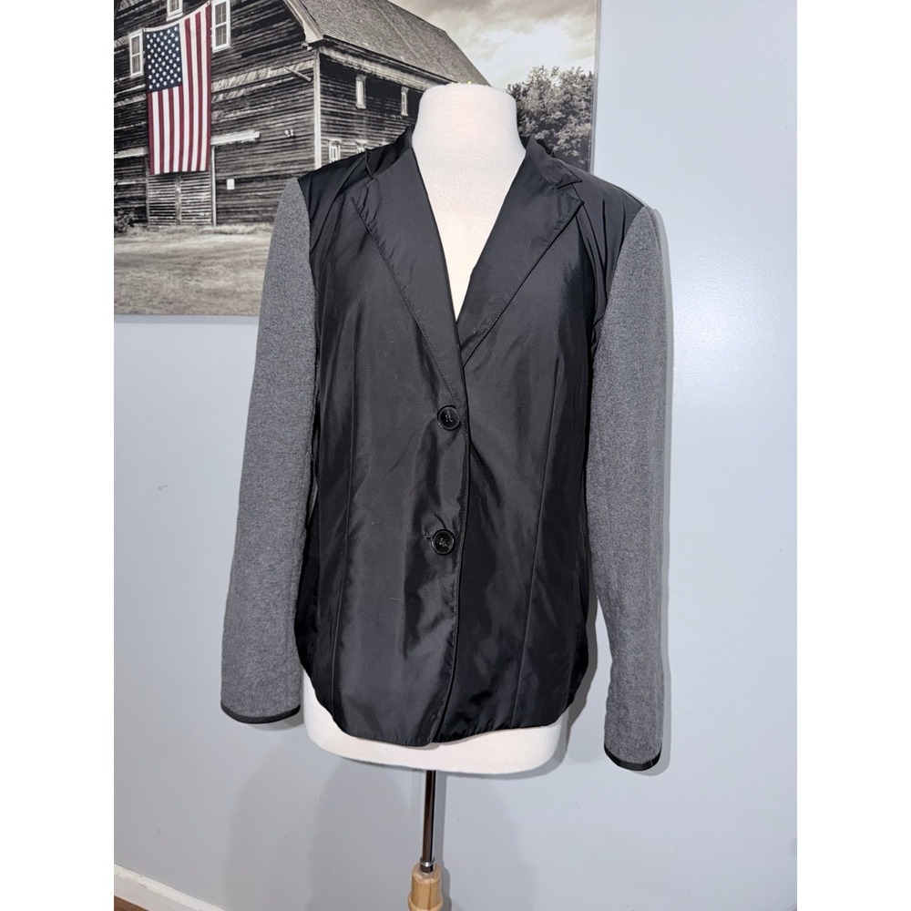 Lafayette 148 Black & Gray wool Blazer Jacket mixed media jacket women's 16